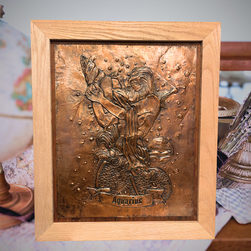 Vintage Aquarius hammered copper art | Artist and date unknown-Haus of Darkness, Haus of Light