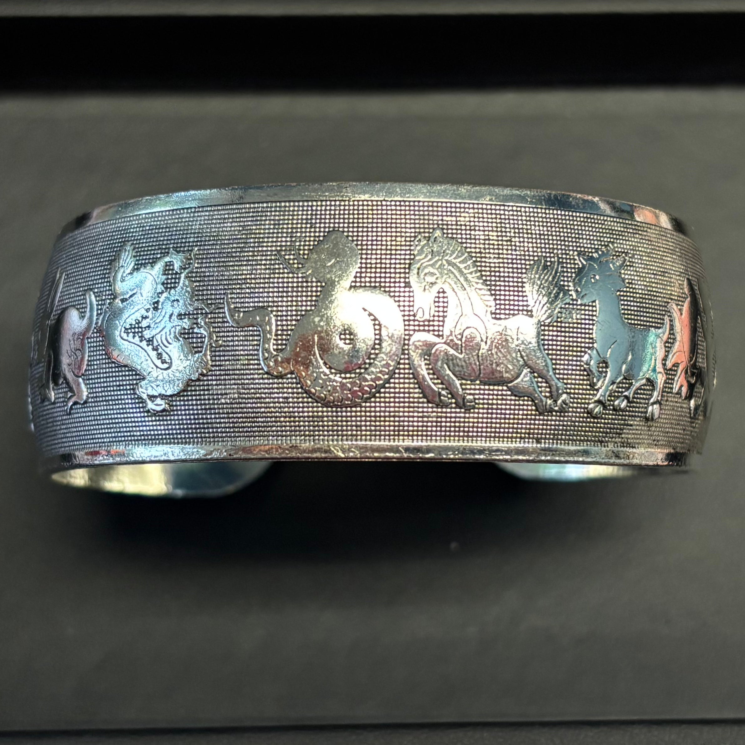 Vintage Chinese Zodiac Cuff Bracelet | Silver Plate-Haus of Darkness, Haus of Light