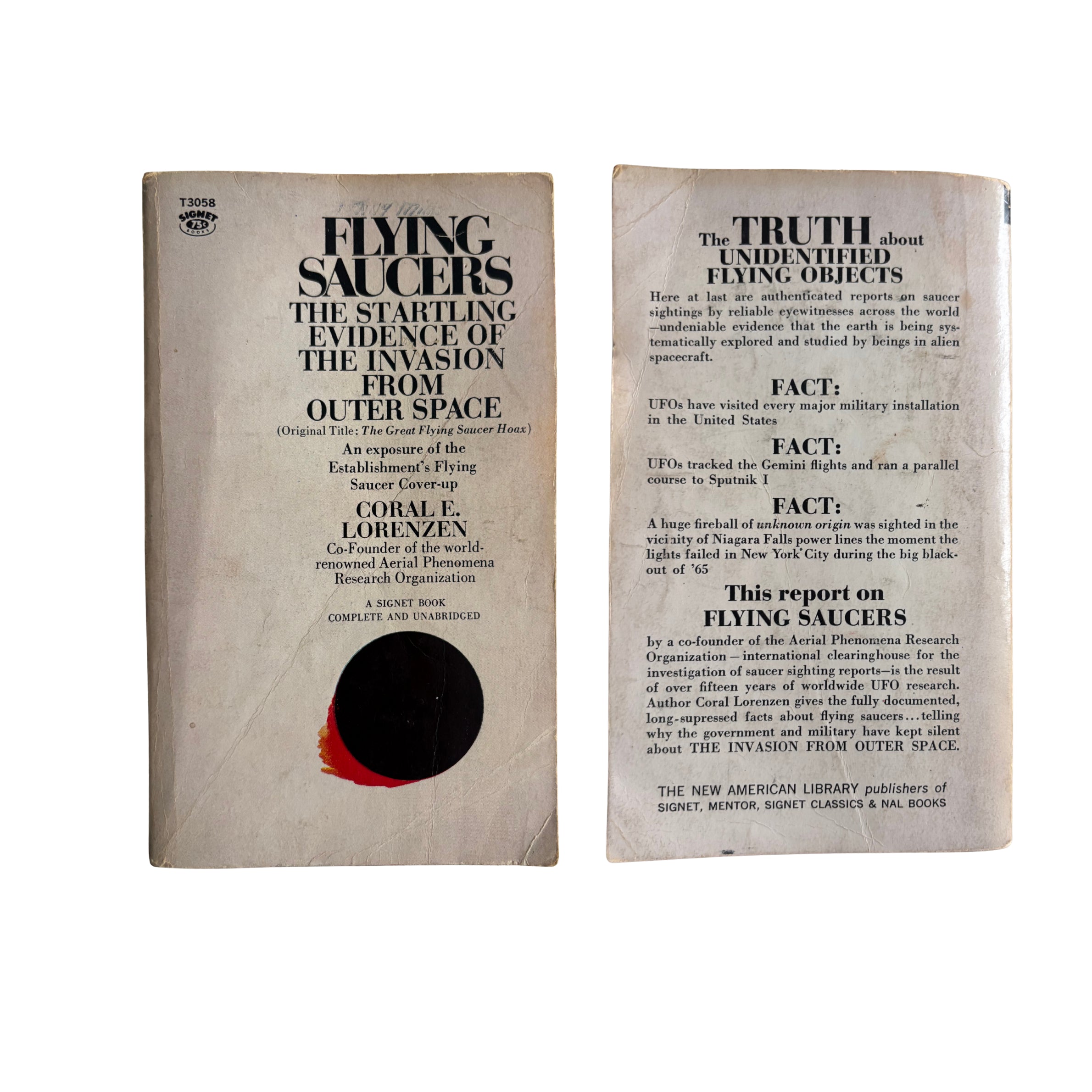 Flying Saucers: The Startling Evidence of the Invasion from Outer Space | Carol Lorenzen | 1966 | Pre-Owned-Haus of Darkness, Haus of Light