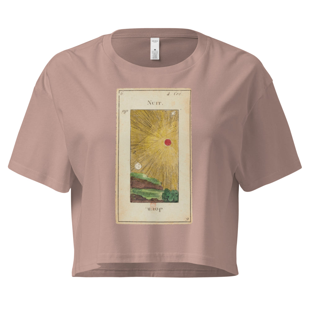 Vintage "Grand Etteilla" French Tarot "Day & Night" | Crop Top-Haus of Darkness, Haus of Light