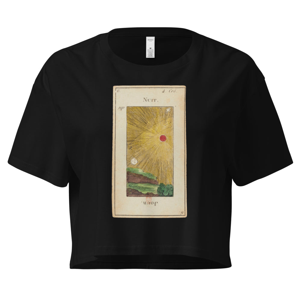 Vintage "Grand Etteilla" French Tarot "Day & Night" | Crop Top-Haus of Darkness, Haus of Light