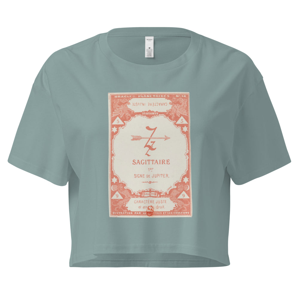 "Sagittarius" Vintage French Astrology Oracle | Crop Top-Haus of Darkness, Haus of Light