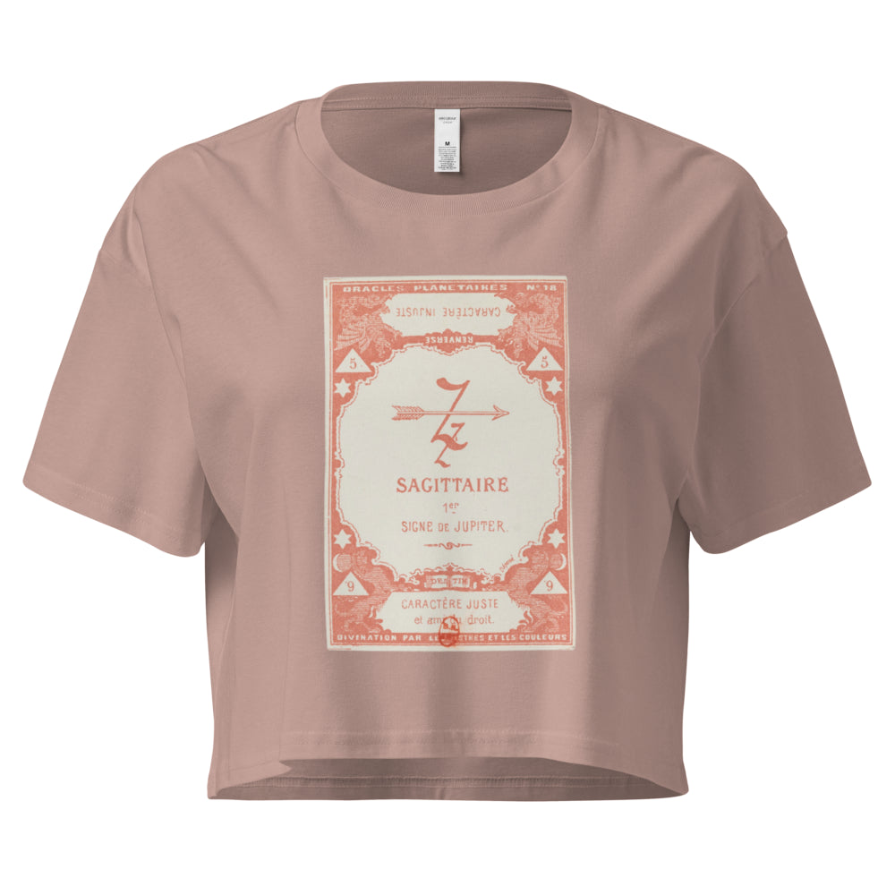 "Sagittarius" Vintage French Astrology Oracle | Crop Top-Haus of Darkness, Haus of Light