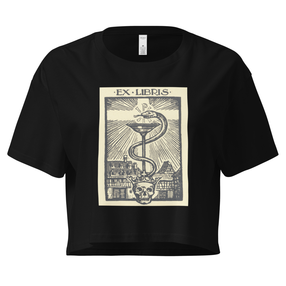 "Ex Libris" Snake with Skull and Crown Bookplate  | Crop Top