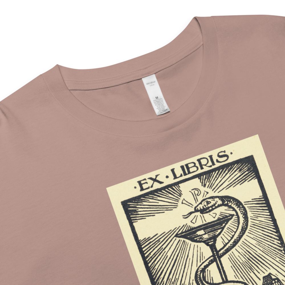 "Ex Libris" Snake with Skull and Crown Bookplate  | Crop Top