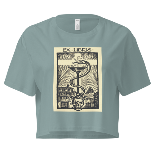 "Ex Libris" Snake with Skull and Crown Bookplate  | Crop Top