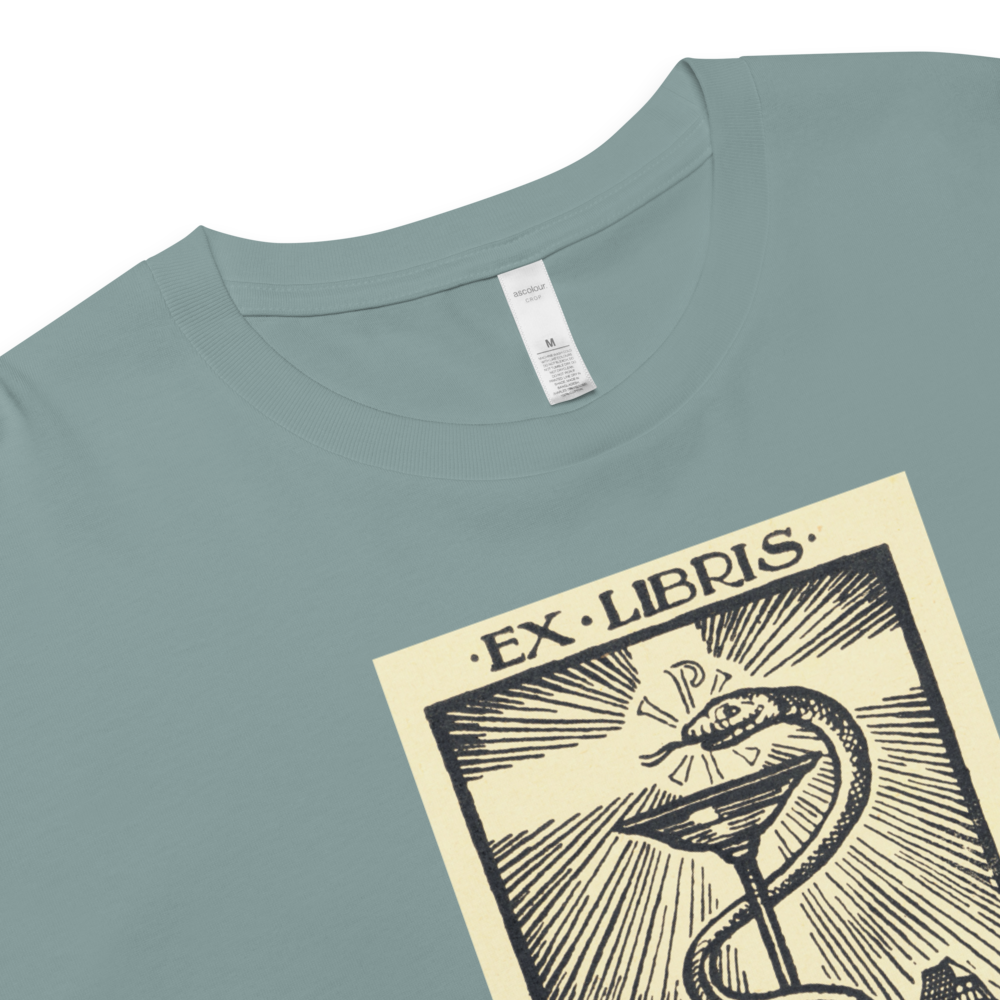 "Ex Libris" Snake with Skull and Crown Bookplate  | Crop Top