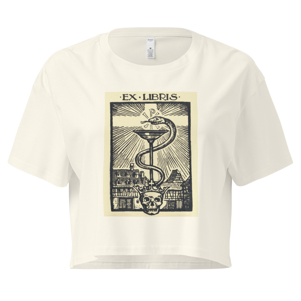 "Ex Libris" Snake with Skull and Crown Bookplate  | Crop Top