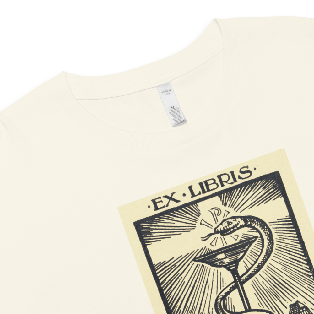 "Ex Libris" Snake with Skull and Crown Bookplate  | Crop Top