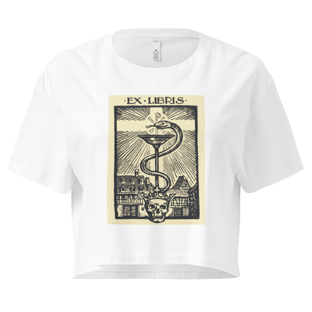 "Ex Libris" Snake with Skull and Crown Bookplate  | Crop Top