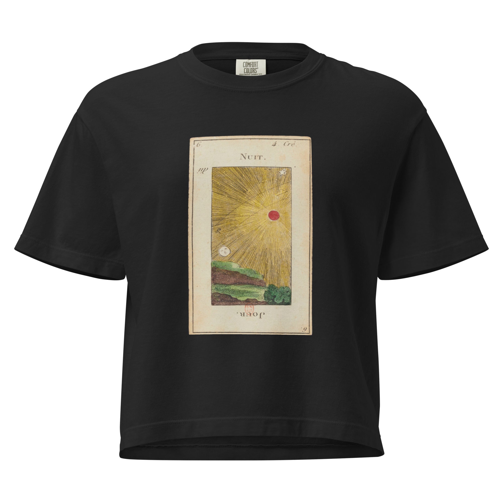 Vintage "Grand Etteilla" French Tarot "Day & Night" | Women’s Boxy Tee-Haus of Darkness, Haus of Light