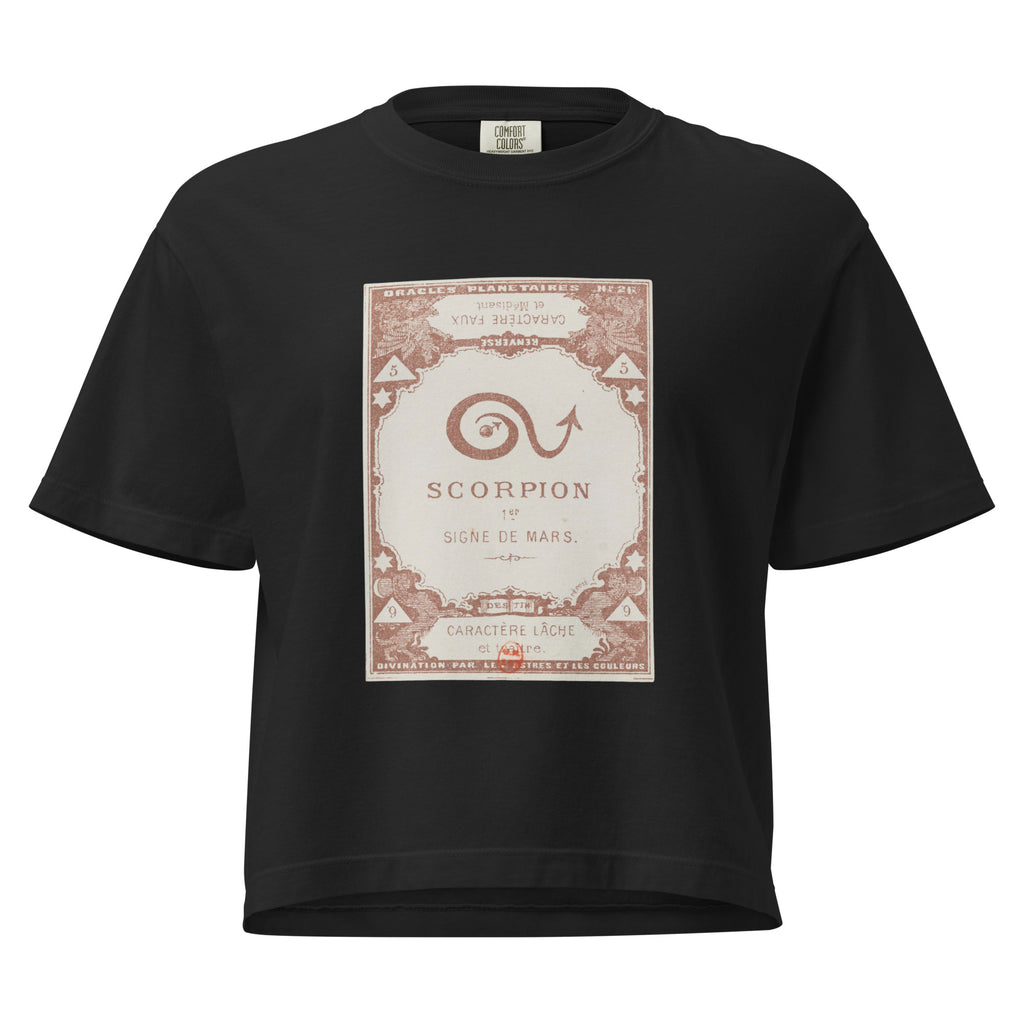 "Scorpio" Vintage French Astrology Oracle | Women's Boxy Tee-Haus of Darkness, Haus of Light