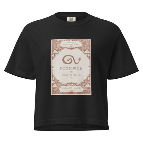 "Scorpio" Vintage French Astrology Oracle | Women's Boxy Tee-Haus of Darkness, Haus of Light