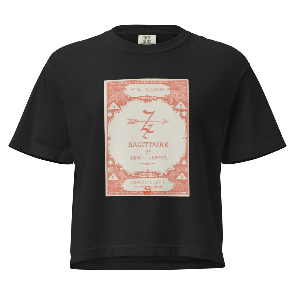 "Sagittarius" Vintage French Astrology Oracle | Women's Boxy Tee-Haus of Darkness, Haus of Light