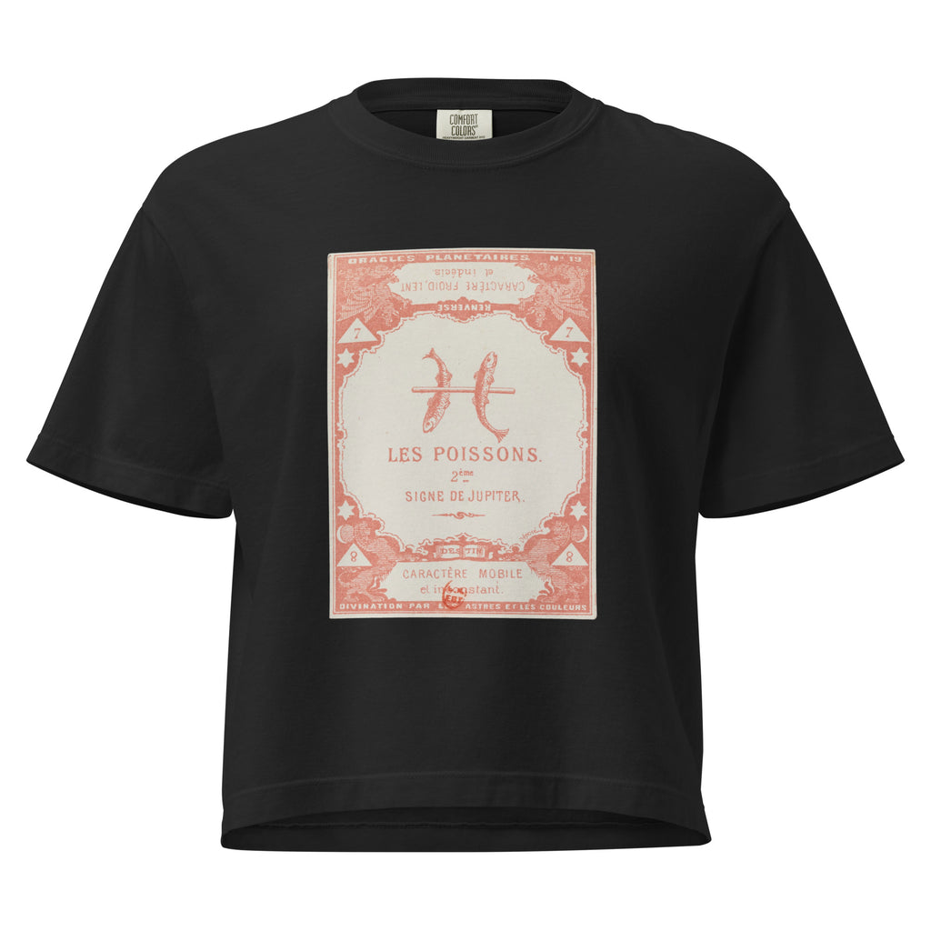 "Pisces" Vintage French Astrology Oracle | Women's Boxy Tee-Haus of Darkness, Haus of Light
