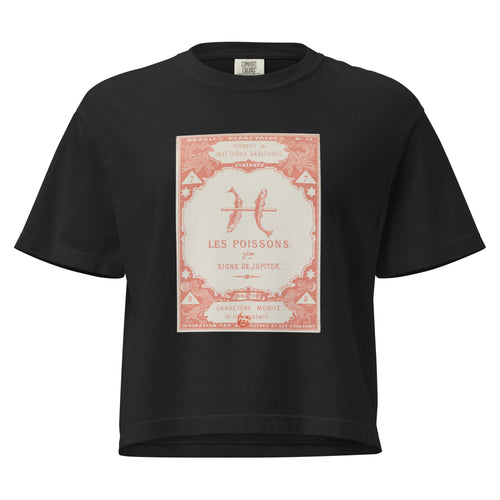 "Pisces" Vintage French Astrology Oracle | Women's Boxy Tee-Haus of Darkness, Haus of Light