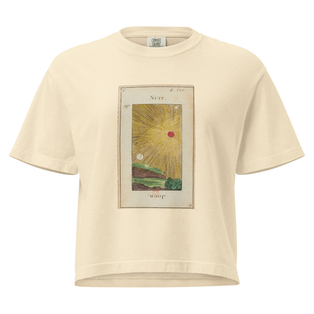 Vintage "Grand Etteilla" French Tarot "Day & Night" | Women’s Boxy Tee-Haus of Darkness, Haus of Light