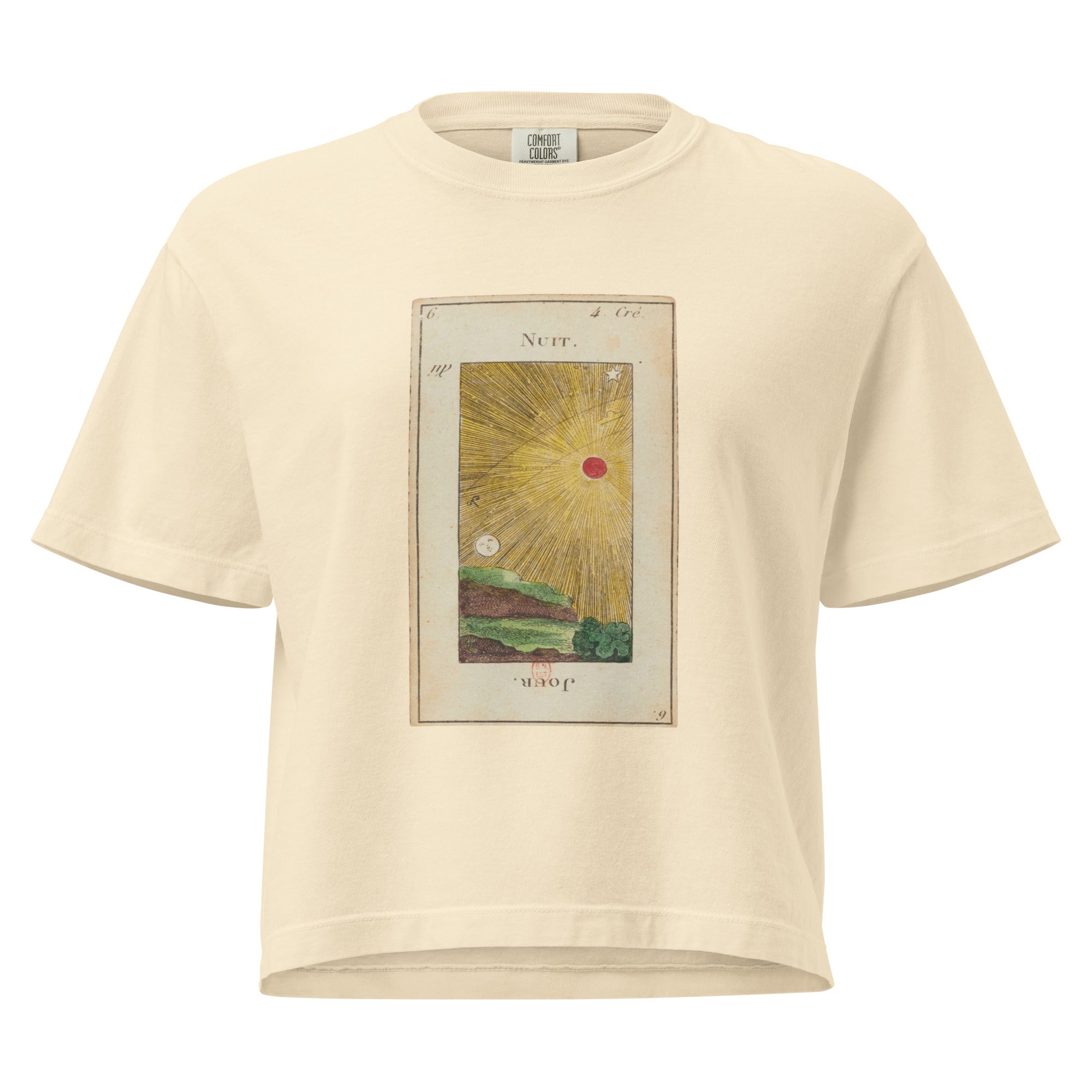 Vintage "Grand Etteilla" French Tarot "Day & Night" | Women’s Boxy Tee-Haus of Darkness, Haus of Light