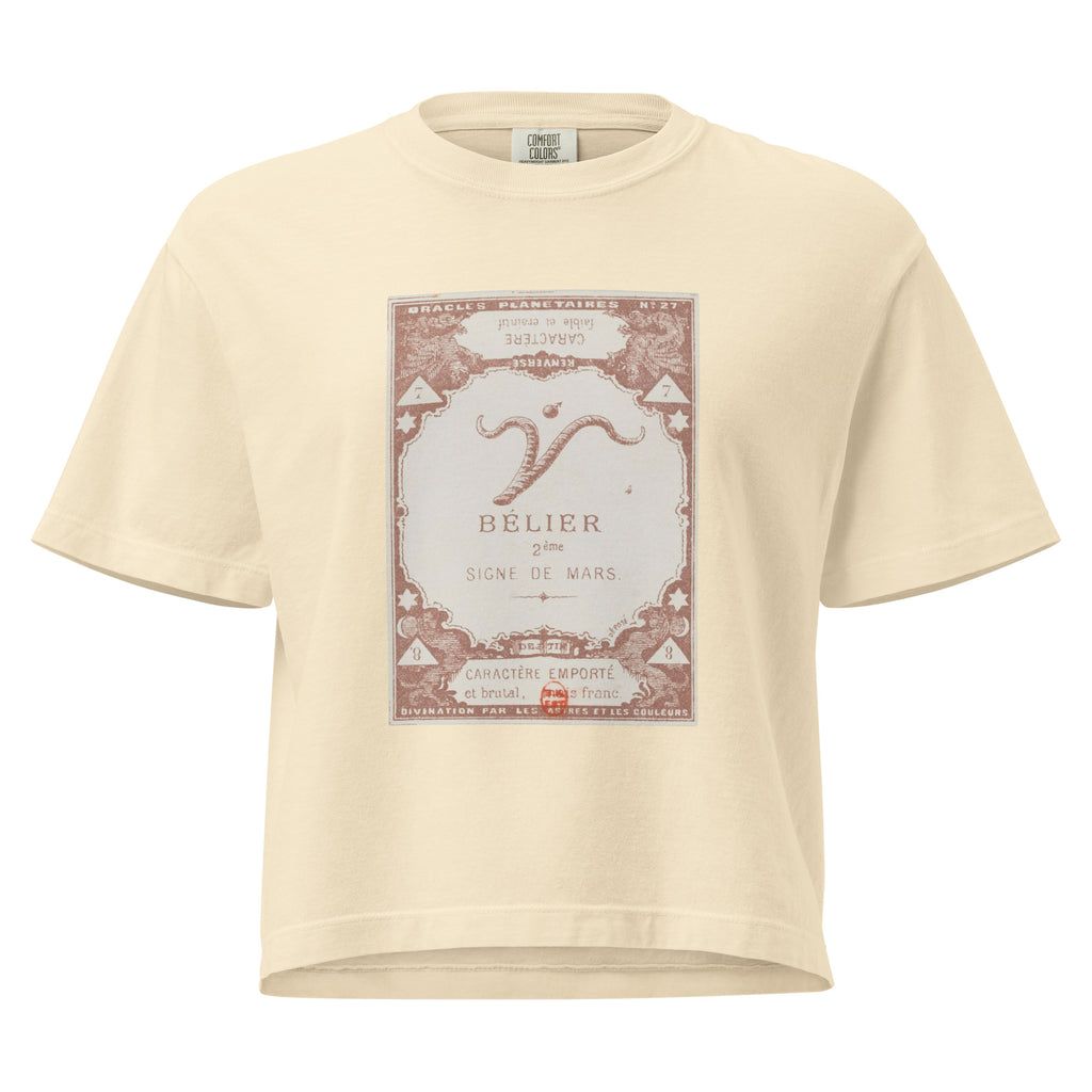 "Aries" Vintage French Astrology Oracle | Women's Boxy Tee-Haus of Darkness, Haus of Light