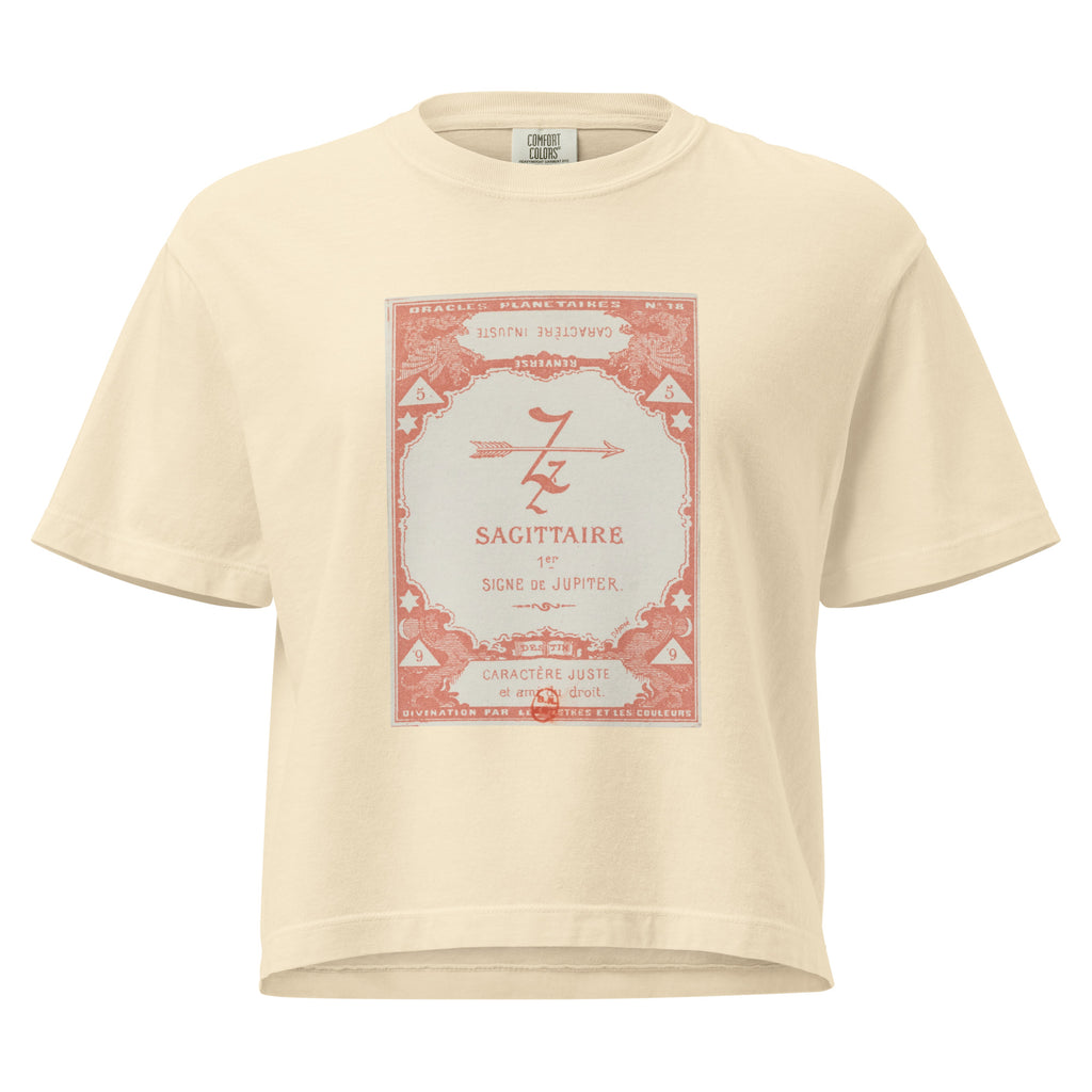 "Sagittarius" Vintage French Astrology Oracle | Women's Boxy Tee-Haus of Darkness, Haus of Light