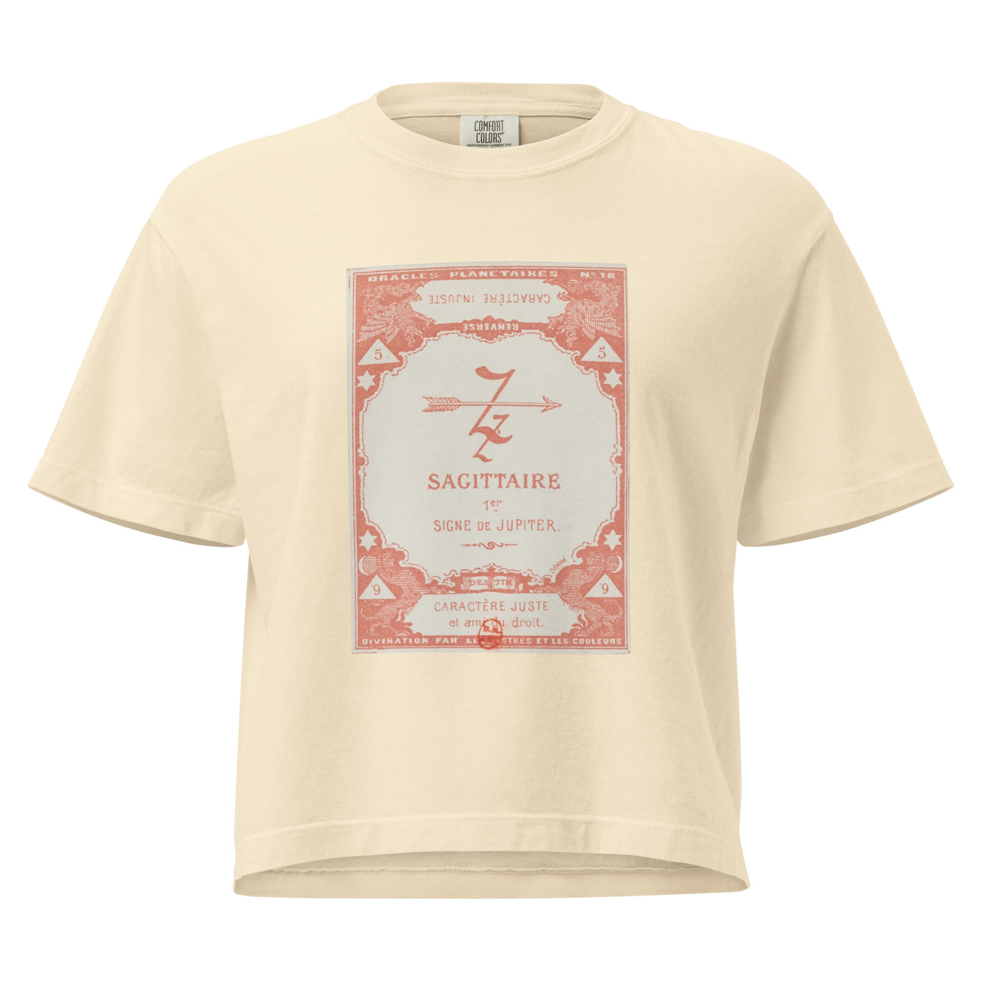 "Sagittarius" Vintage French Astrology Oracle | Women's Boxy Tee-Haus of Darkness, Haus of Light