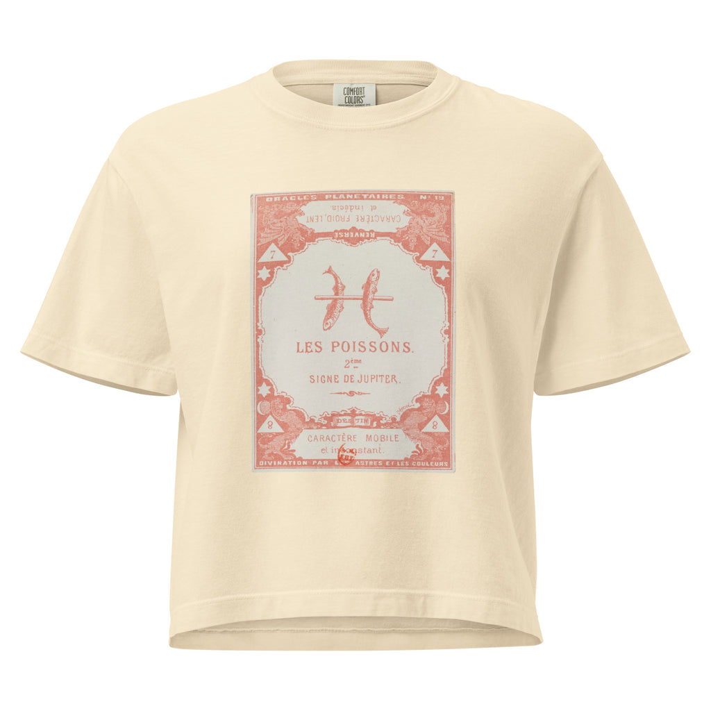 "Pisces" Vintage French Astrology Oracle | Women's Boxy Tee-Haus of Darkness, Haus of Light