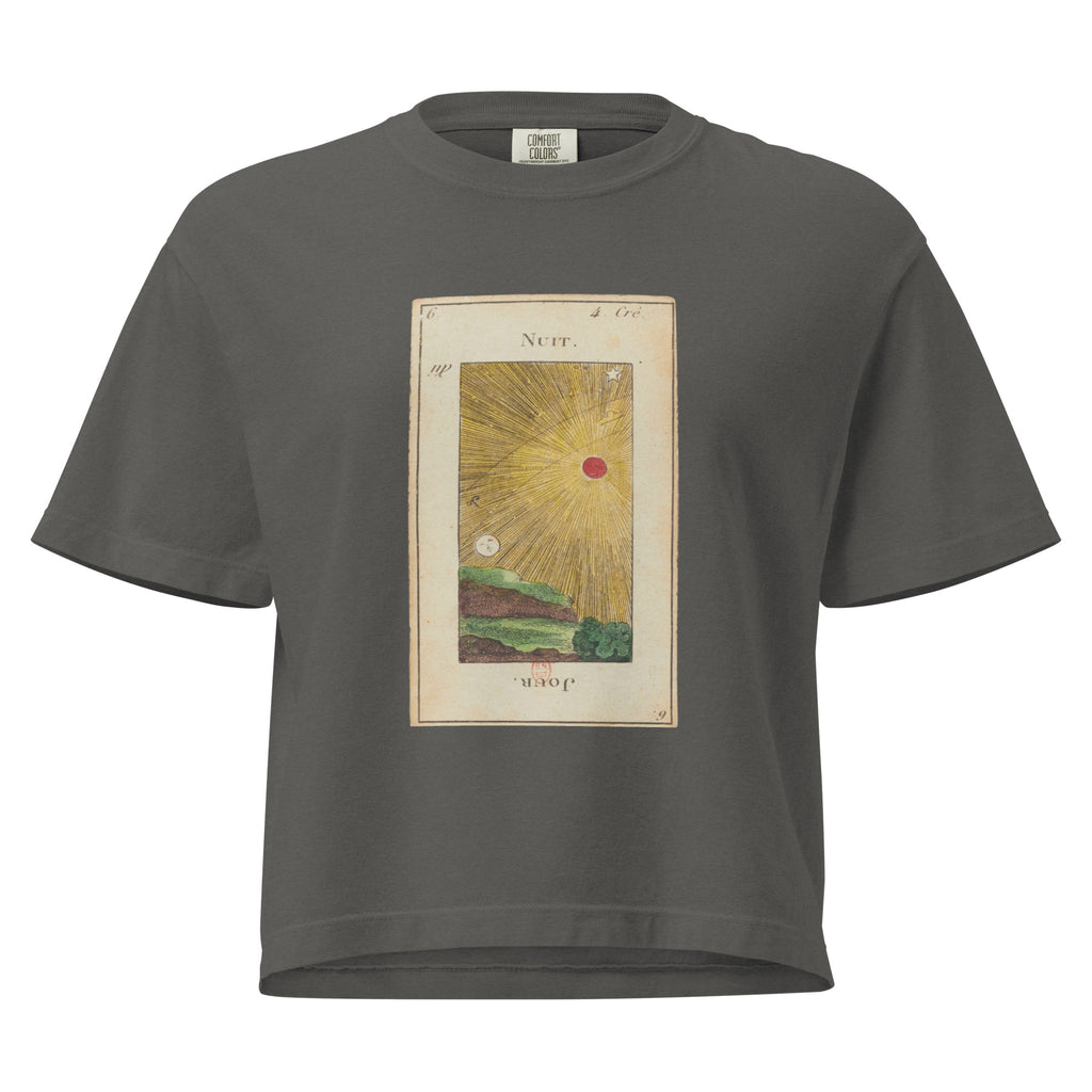 Vintage "Grand Etteilla" French Tarot "Day & Night" | Women’s Boxy Tee-Haus of Darkness, Haus of Light