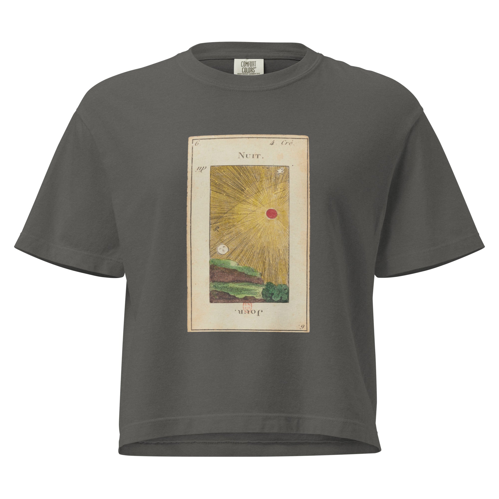 Vintage "Grand Etteilla" French Tarot "Day & Night" | Women’s Boxy Tee-Haus of Darkness, Haus of Light