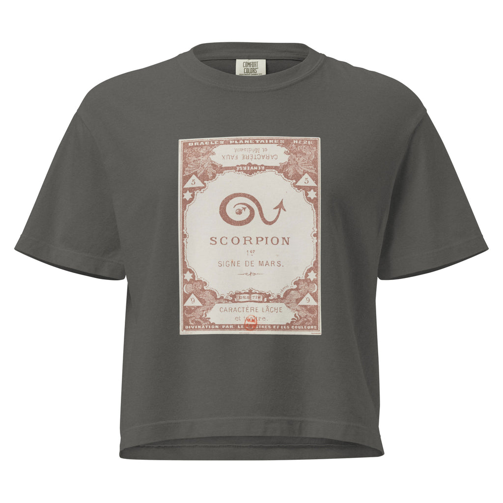 "Scorpio" Vintage French Astrology Oracle | Women's Boxy Tee-Haus of Darkness, Haus of Light