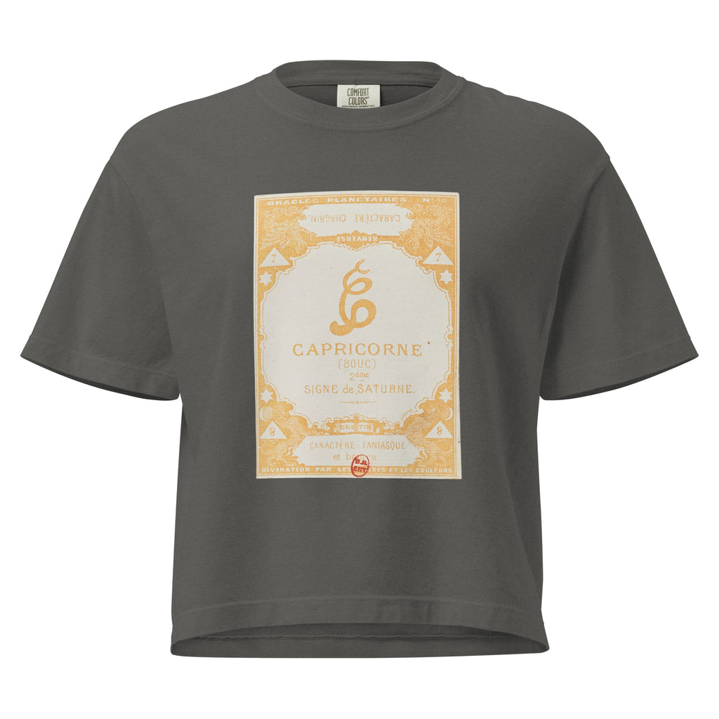"Capricorn" Vintage French Astrology Oracle | Women's Boxy Tee-Haus of Darkness, Haus of Light
