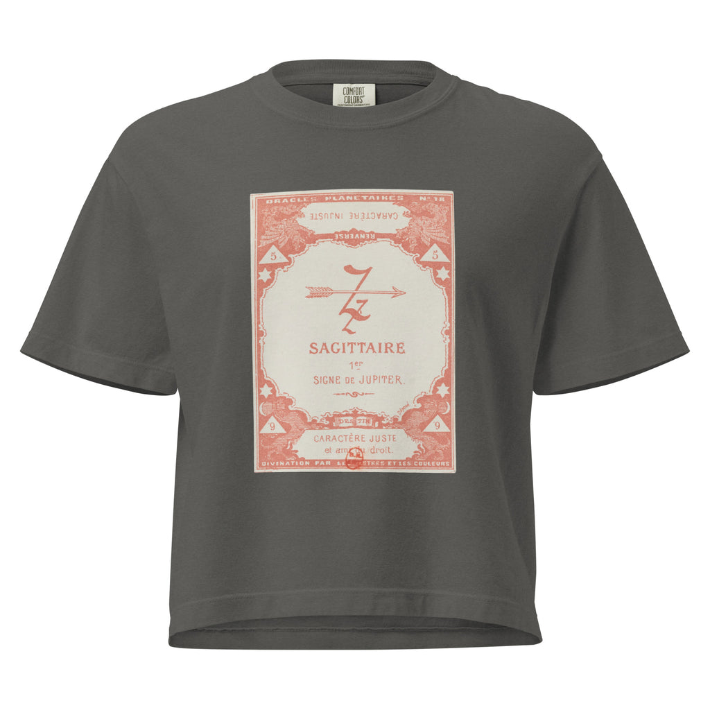 "Sagittarius" Vintage French Astrology Oracle | Women's Boxy Tee-Haus of Darkness, Haus of Light