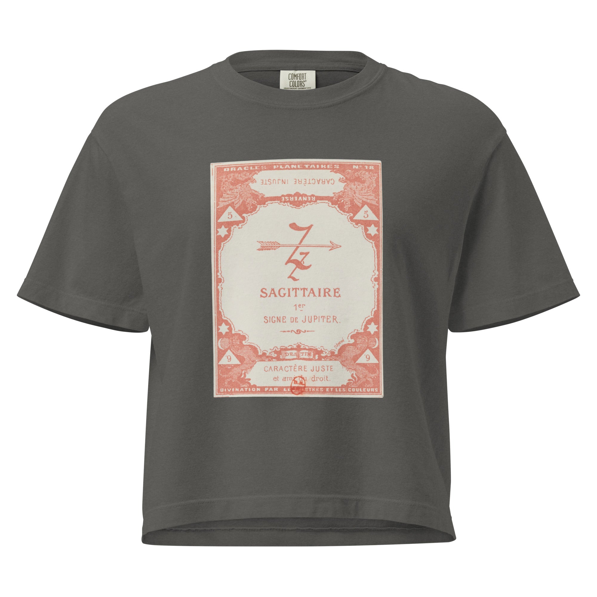 "Sagittarius" Vintage French Astrology Oracle | Women's Boxy Tee-Haus of Darkness, Haus of Light