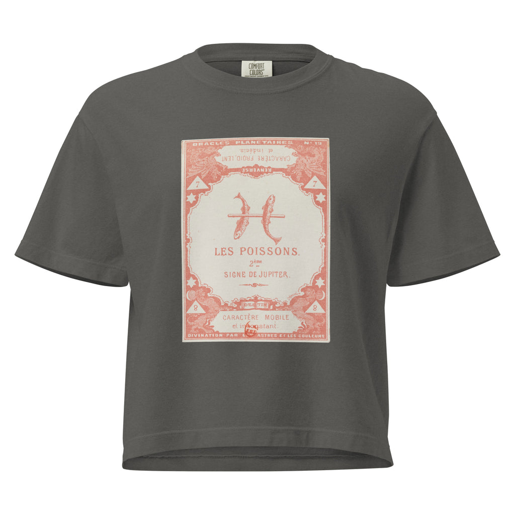 "Pisces" Vintage French Astrology Oracle | Women's Boxy Tee-Haus of Darkness, Haus of Light