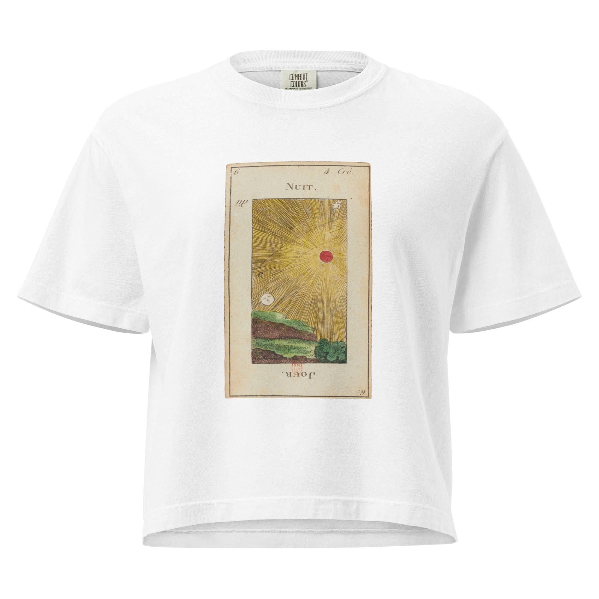 Vintage "Grand Etteilla" French Tarot "Day & Night" | Women’s Boxy Tee-Haus of Darkness, Haus of Light