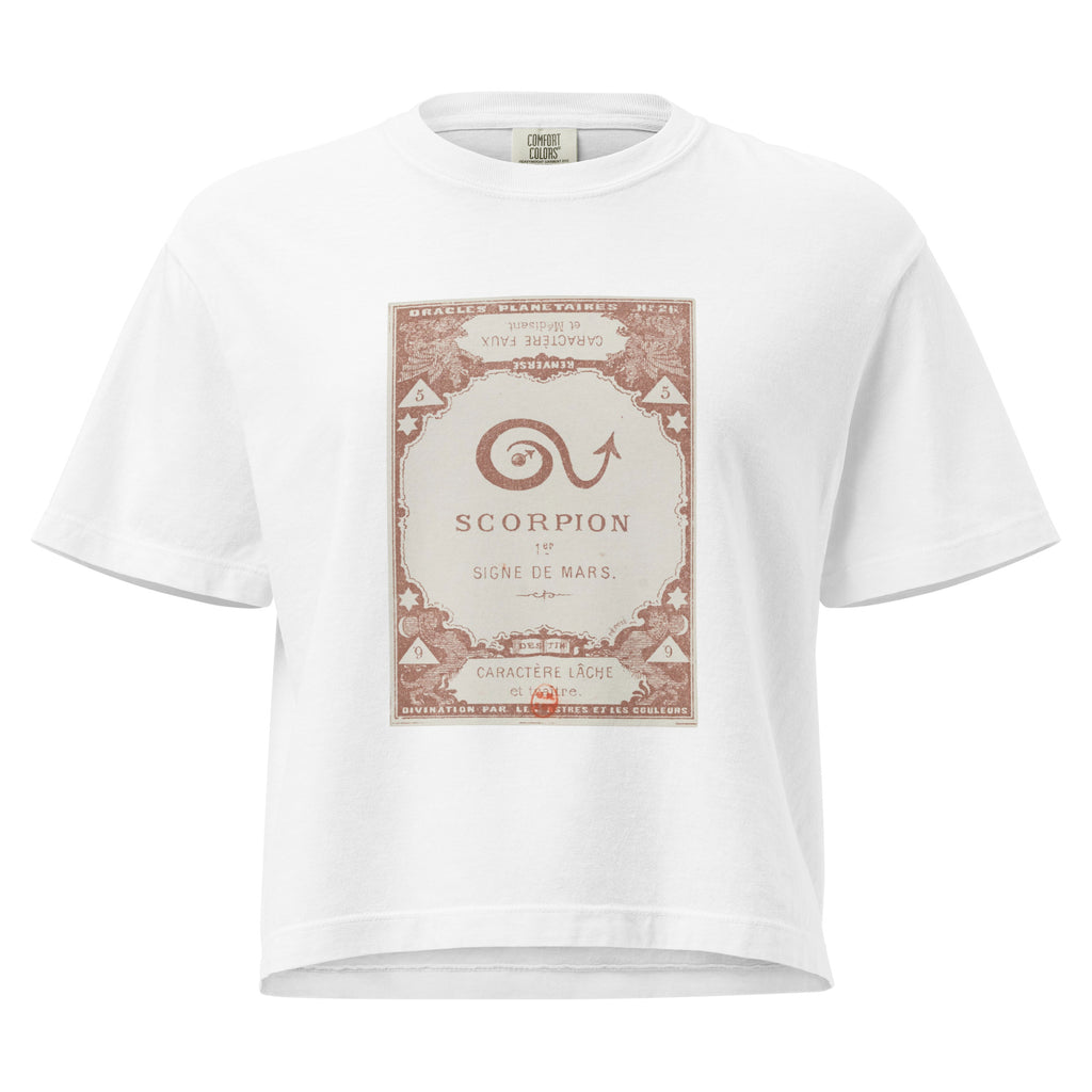 "Scorpio" Vintage French Astrology Oracle | Women's Boxy Tee-Haus of Darkness, Haus of Light