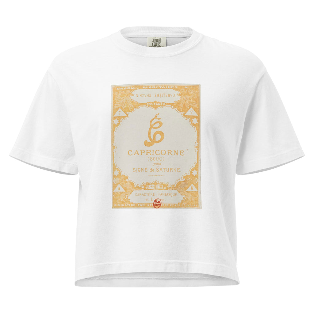 "Capricorn" Vintage French Astrology Oracle | Women's Boxy Tee-Haus of Darkness, Haus of Light