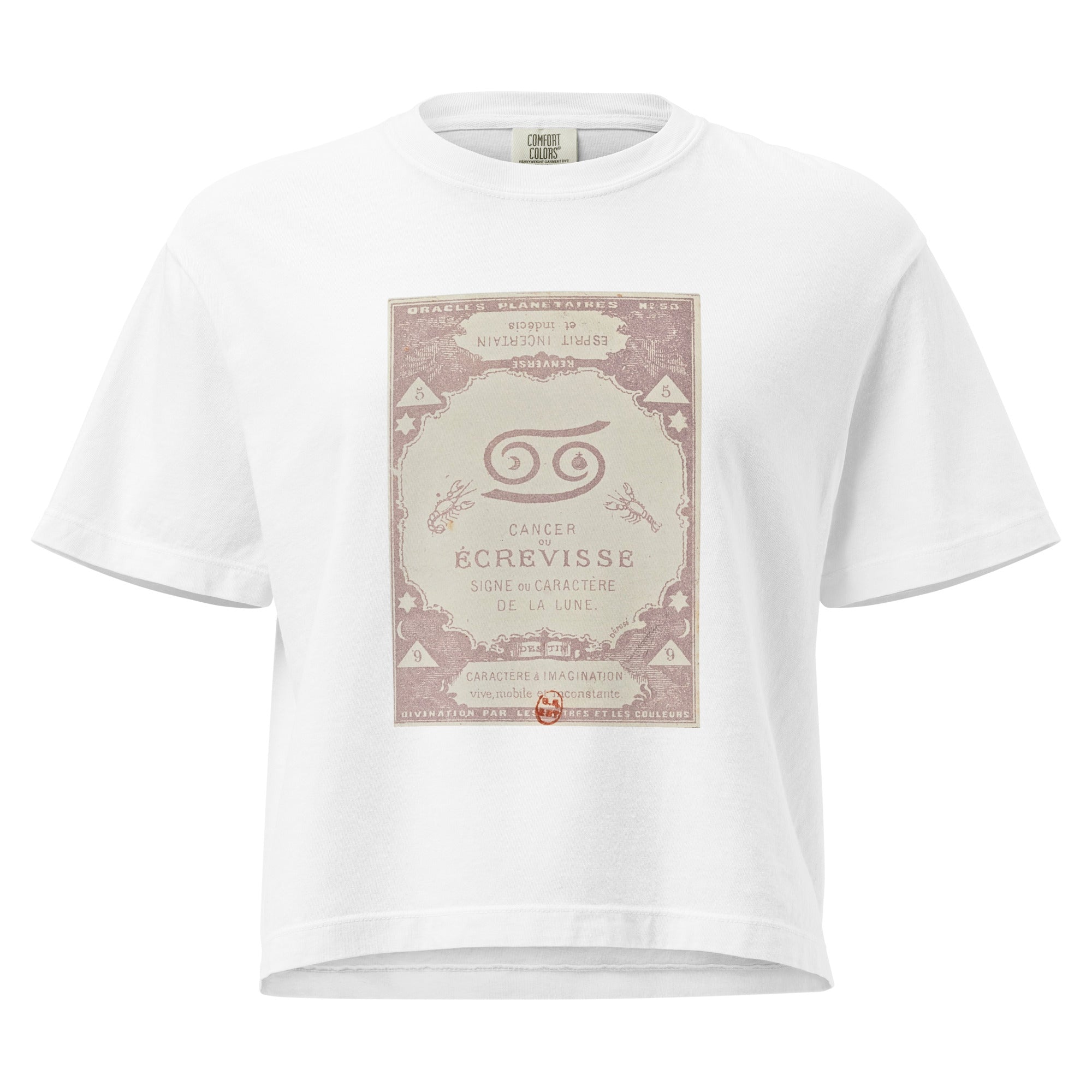 "Cancer" Vintage French Astrology Oracle | Women's Boxy Tee-Haus of Darkness, Haus of Light