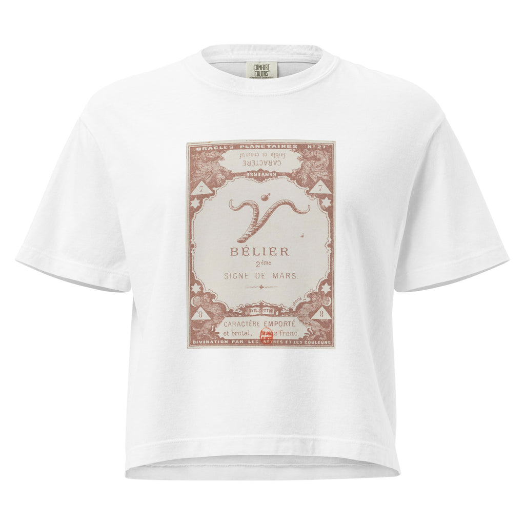 "Aries" Vintage French Astrology Oracle | Women's Boxy Tee-Haus of Darkness, Haus of Light