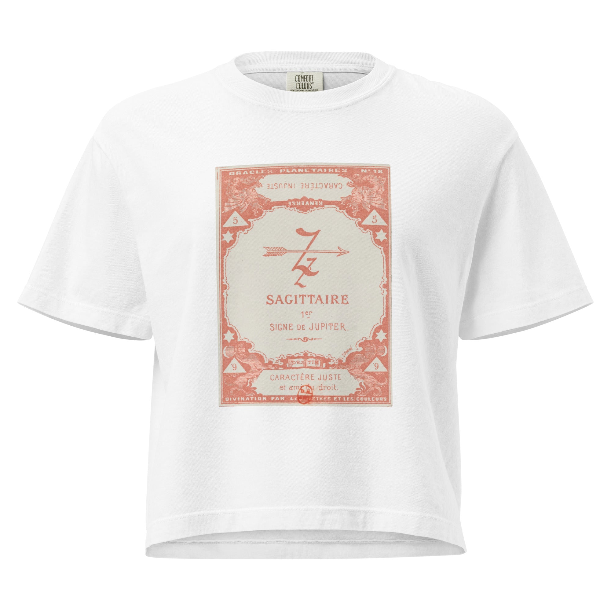 "Sagittarius" Vintage French Astrology Oracle | Women's Boxy Tee-Haus of Darkness, Haus of Light